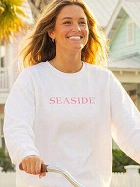 Seaside Florida MEDIUM Unisex Garment Dyed Comfort Colors® Sweatshirt WHITE